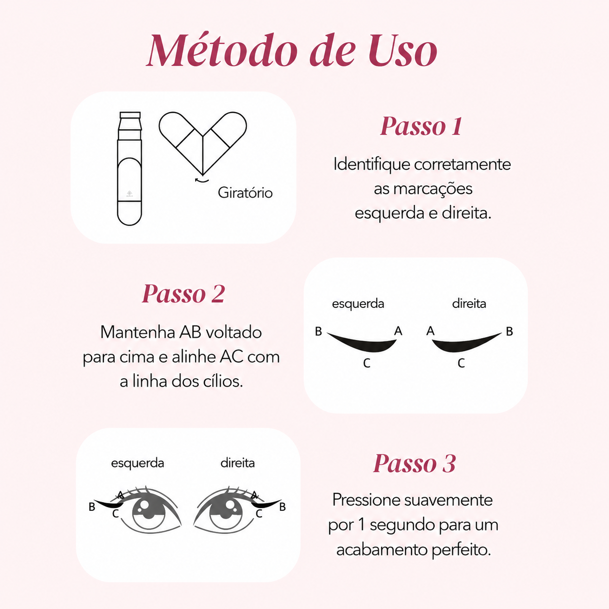 Método de uso do carimbo de delineador